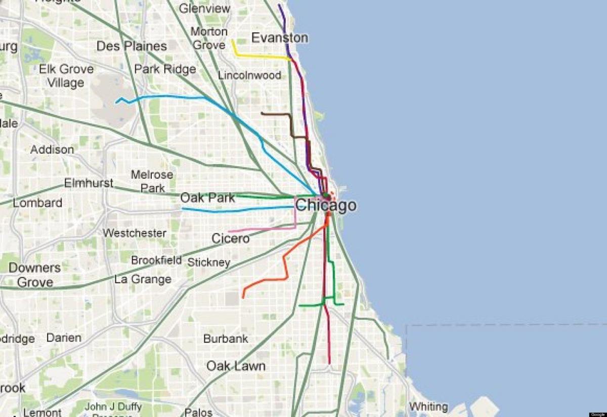 Chicago blue line train map
