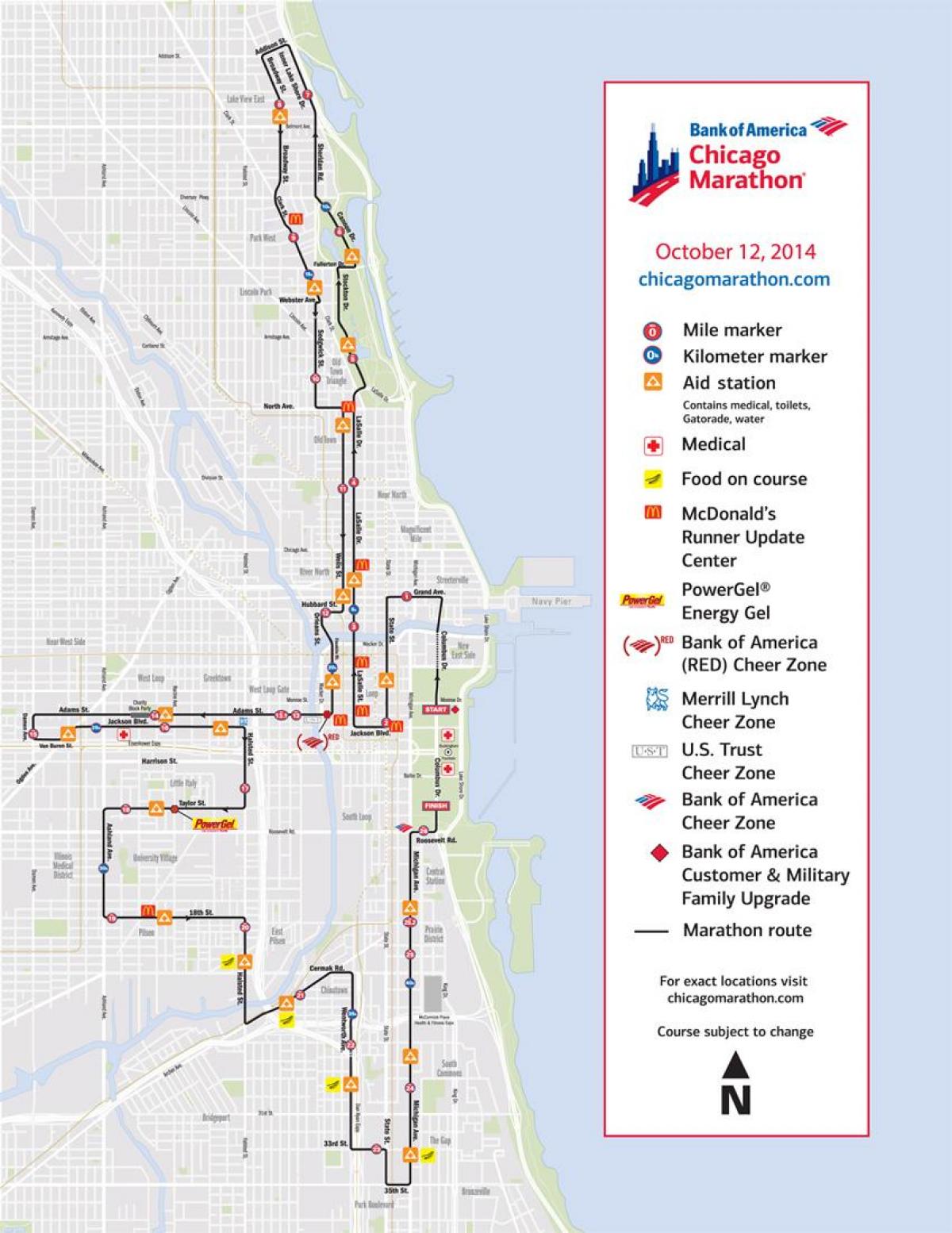 Chicago marathon map Chicago marathon race map (United States of America)