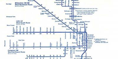 Map of blue line Chicago