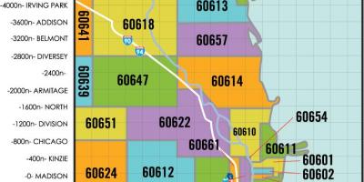 Zip code map Chicago - Chicago area zip code map (United States of America)