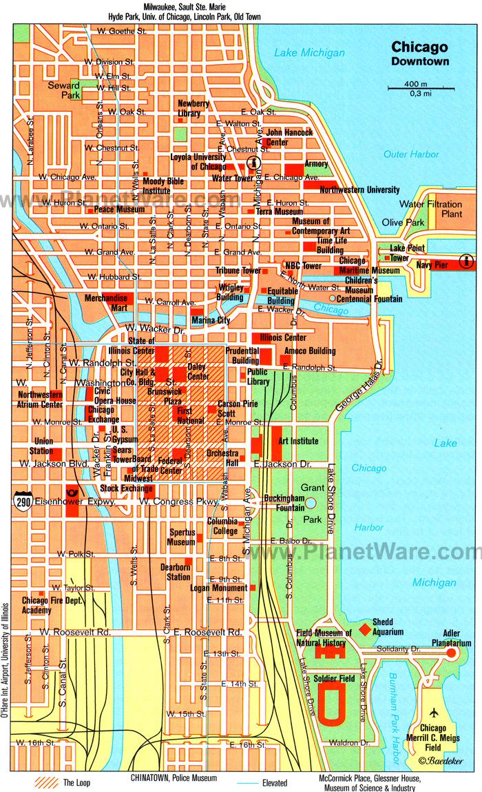 Chicago attractions map - Map of Chicago attractions (United States of ...