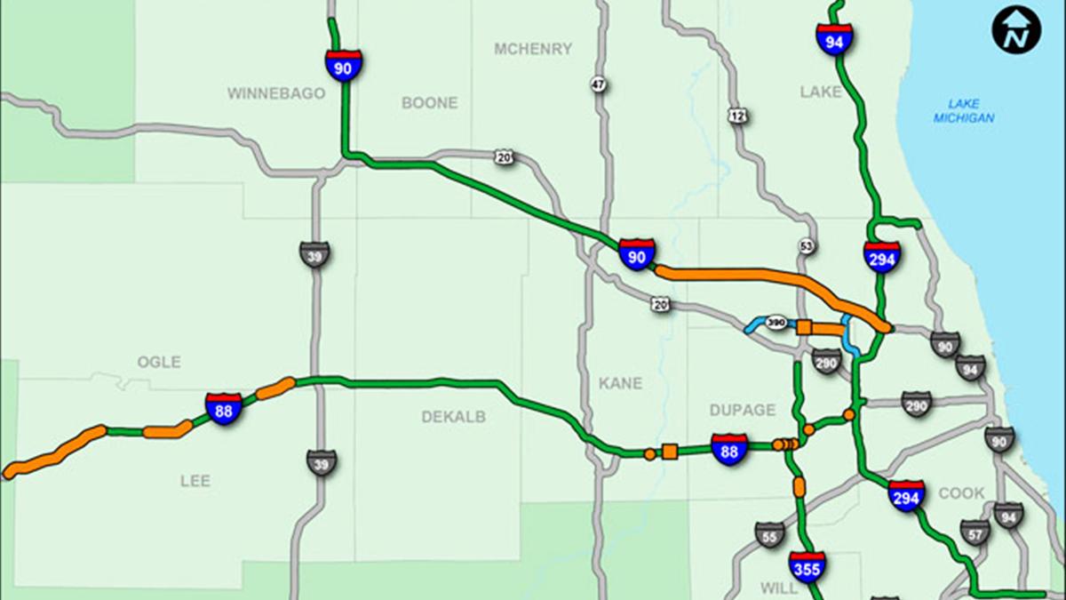 toll roads in chicago map Chicago Toll Roads Map Chicago Tollway Map United States Of toll roads in chicago map