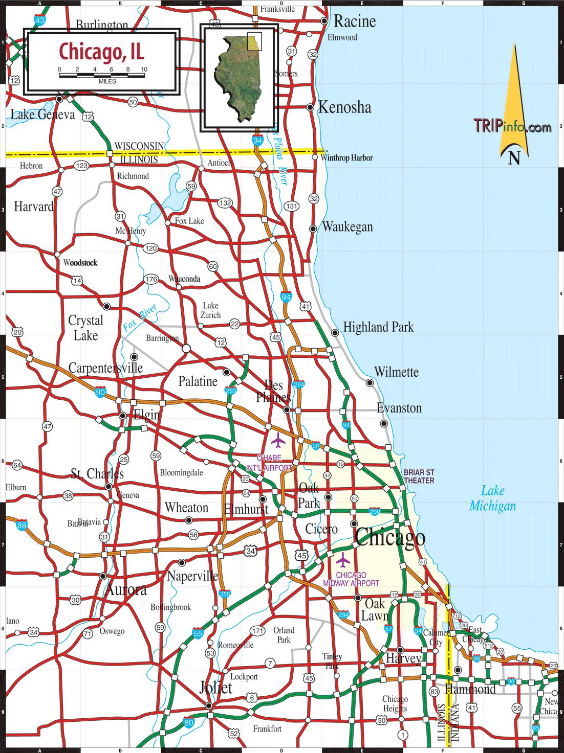 Map Chicago il - Map of Chicago il (United States of America)