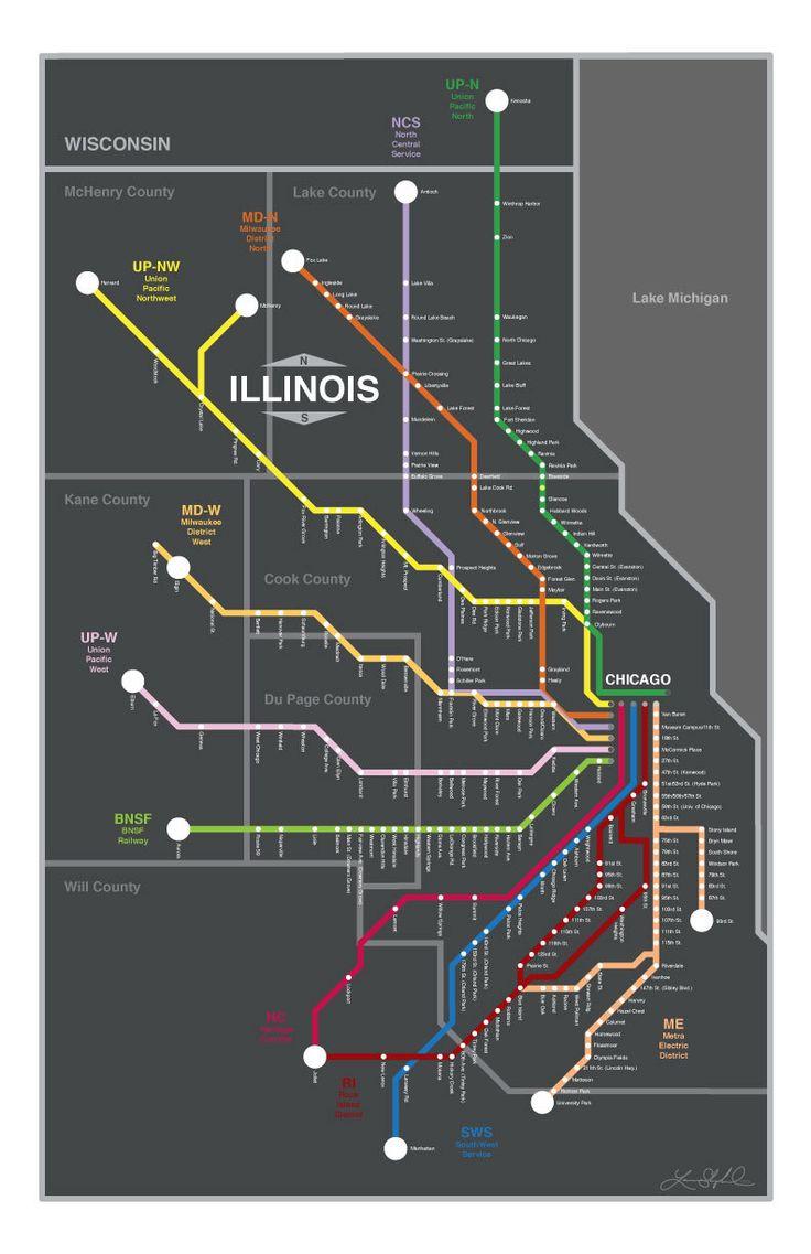 Metra train map Metra Chicago map (United States of America)