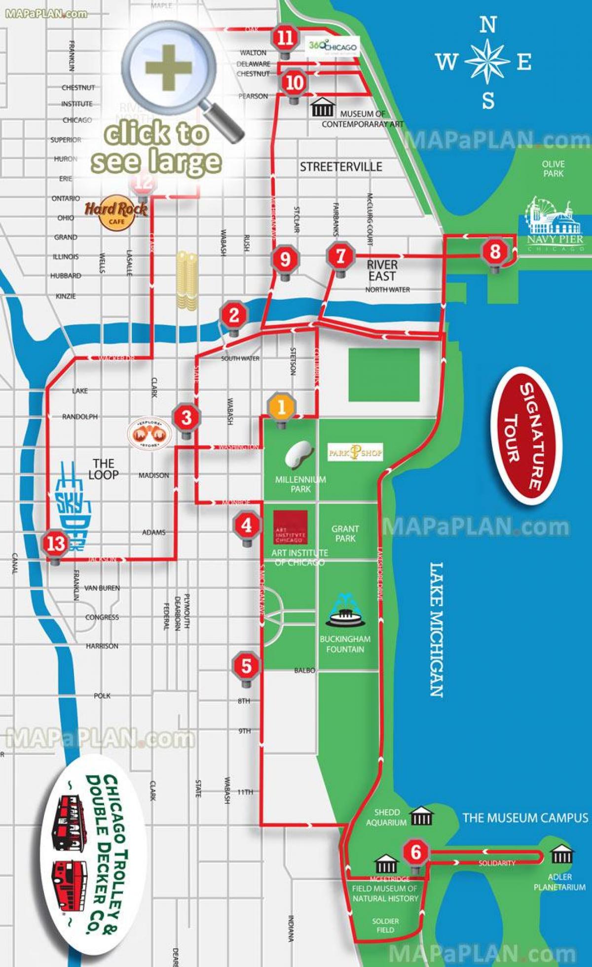Chicago big bus tour map