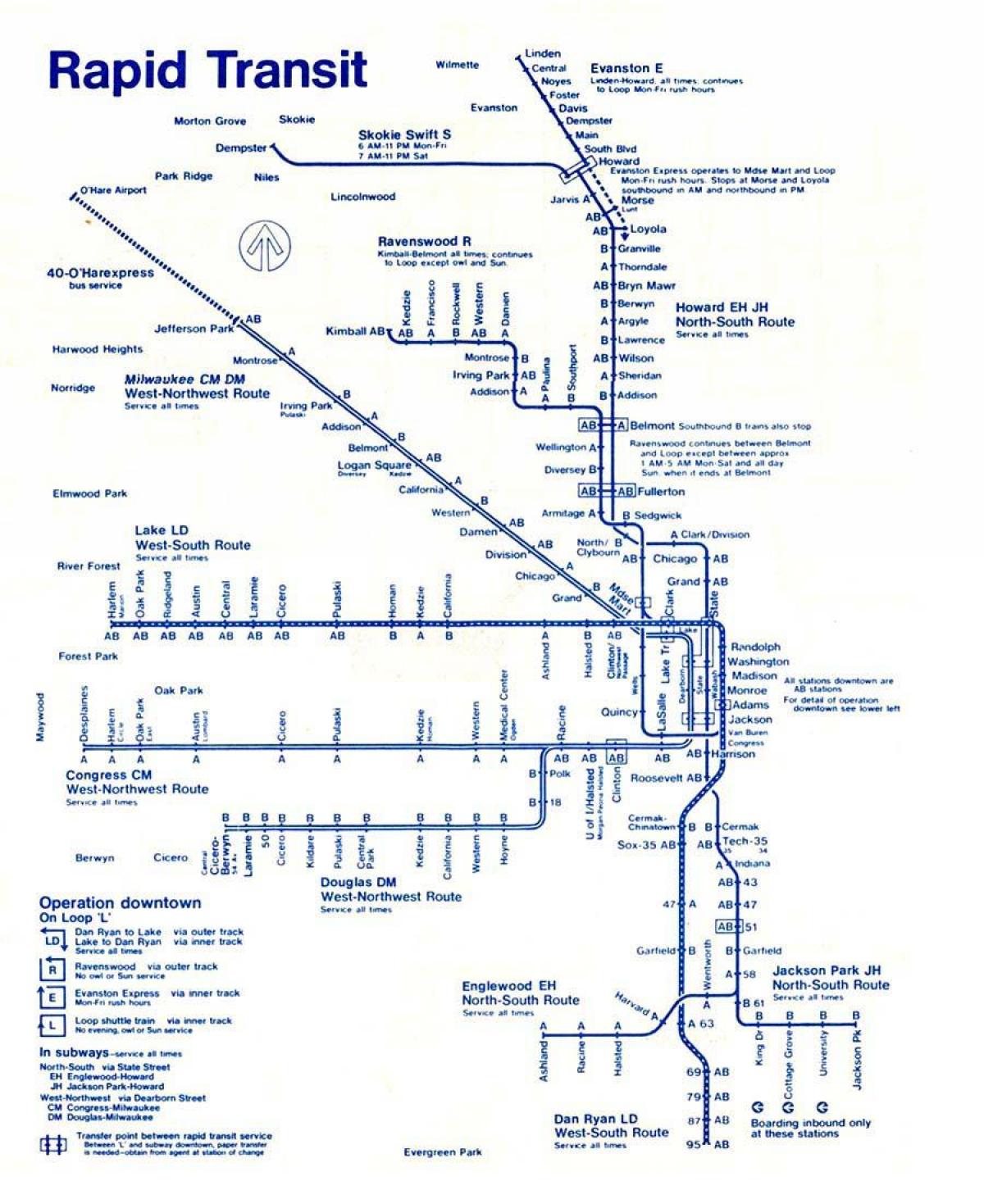 map of blue line Chicago