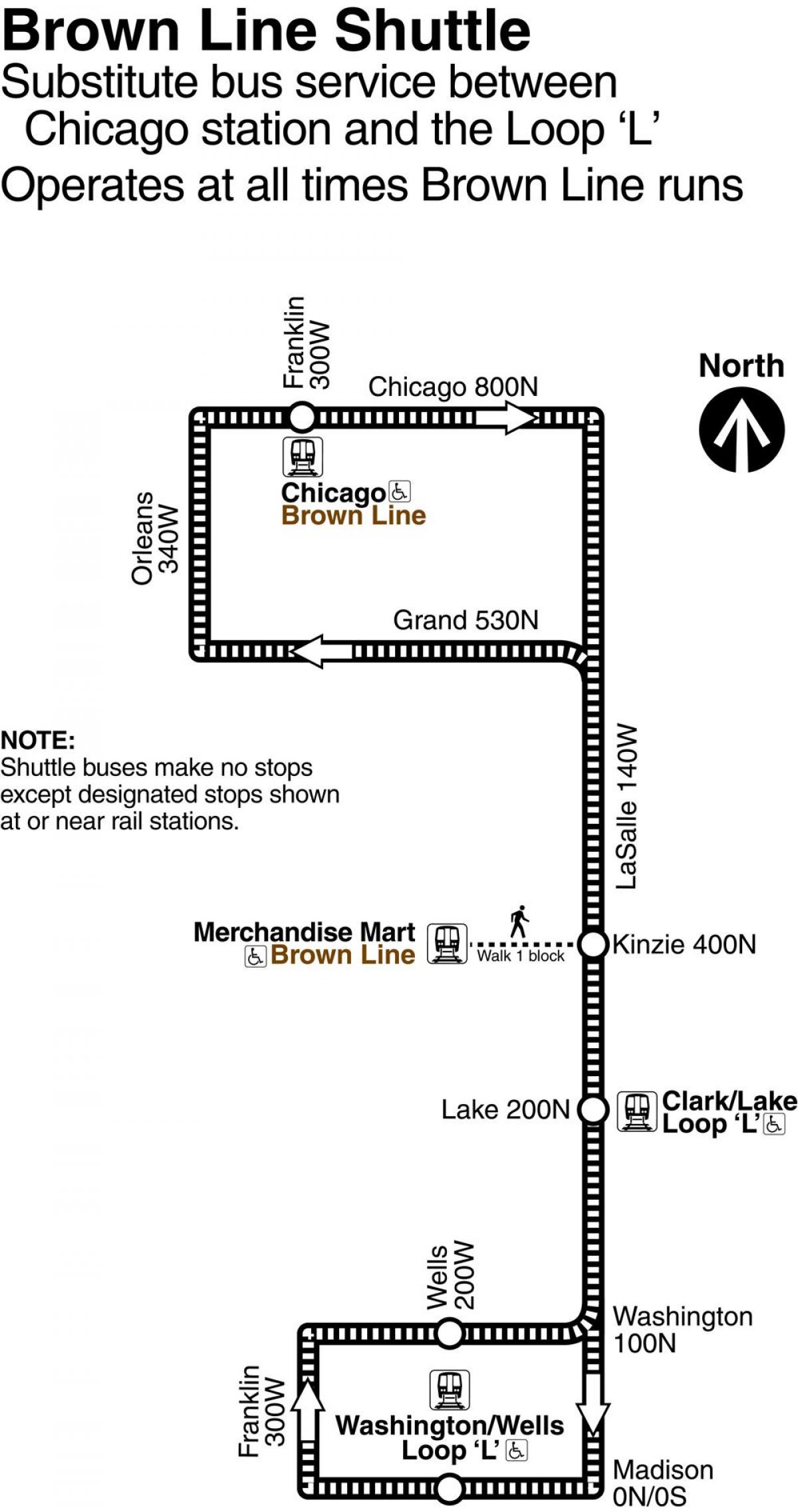 Chicago brown line map