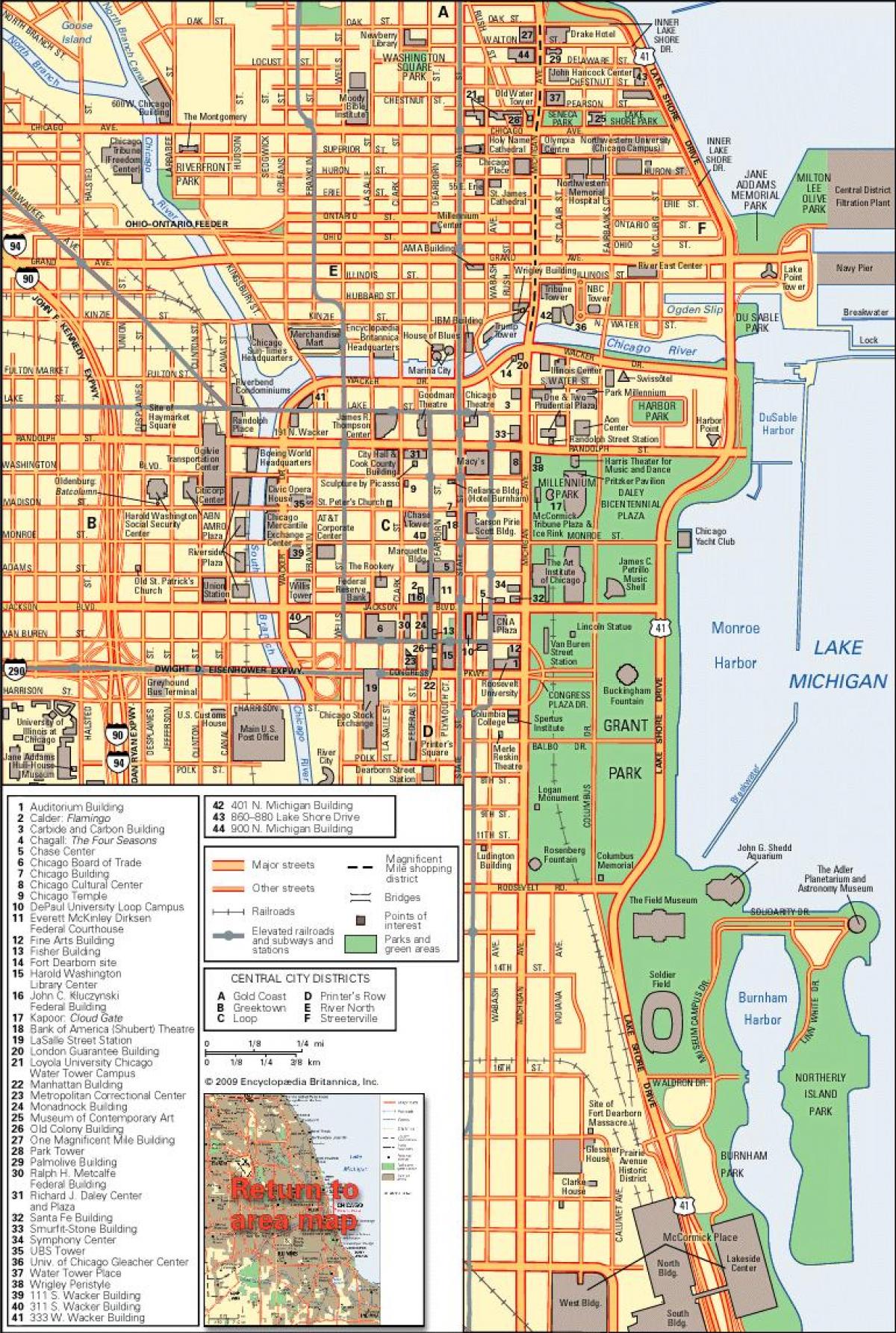 map of Chicago downtown