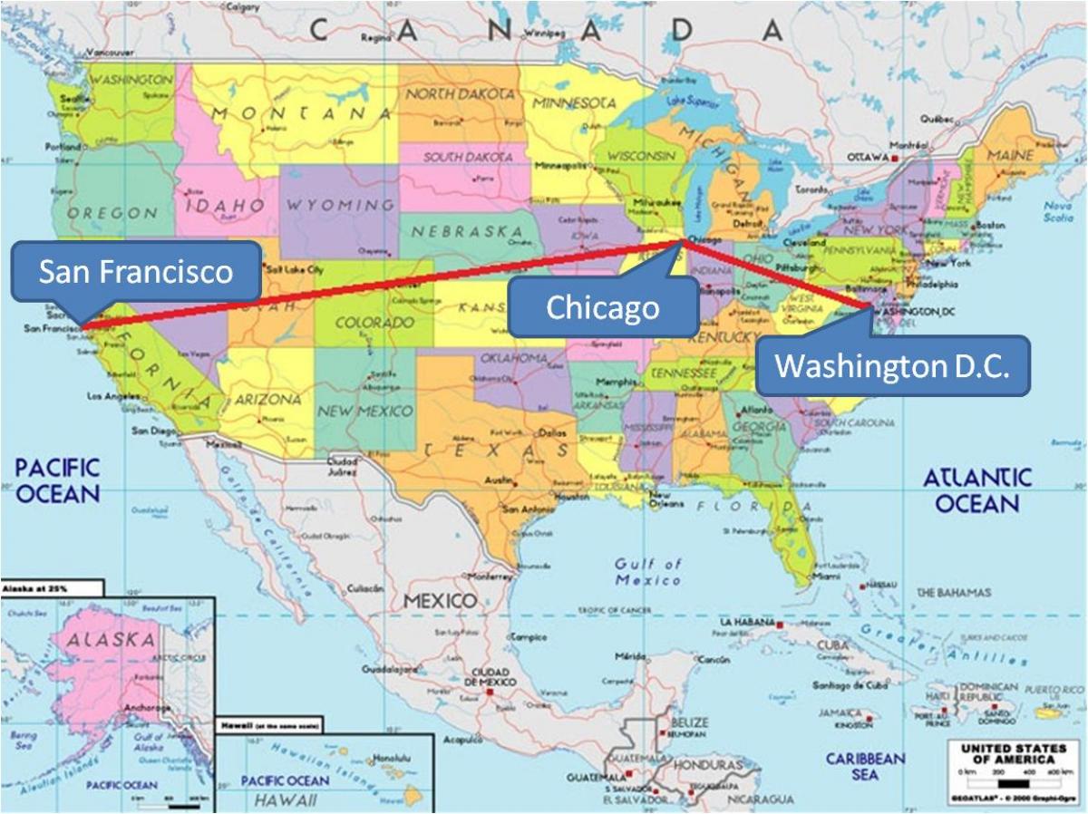 Chicago On Map Of America Chicago on map of usa   Chicago on USA map (United States of America)