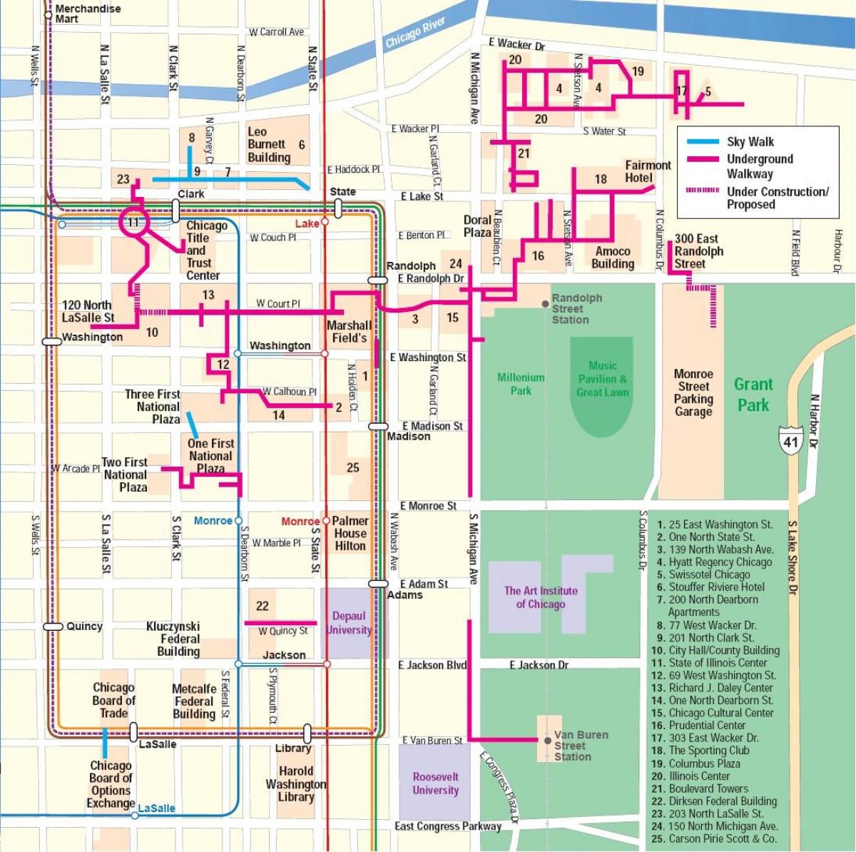 map of Chicago pedway
