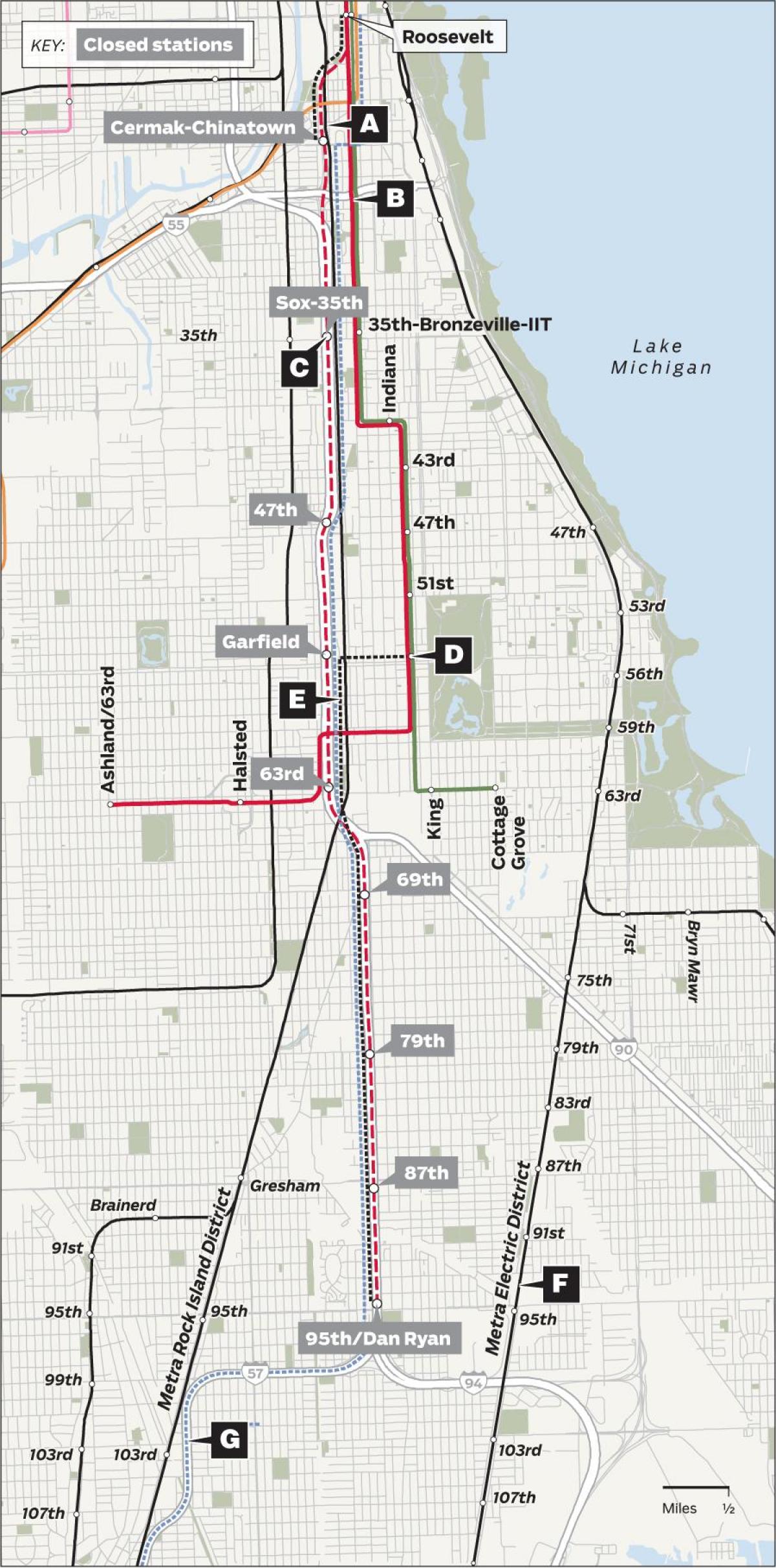 redline Chicago map