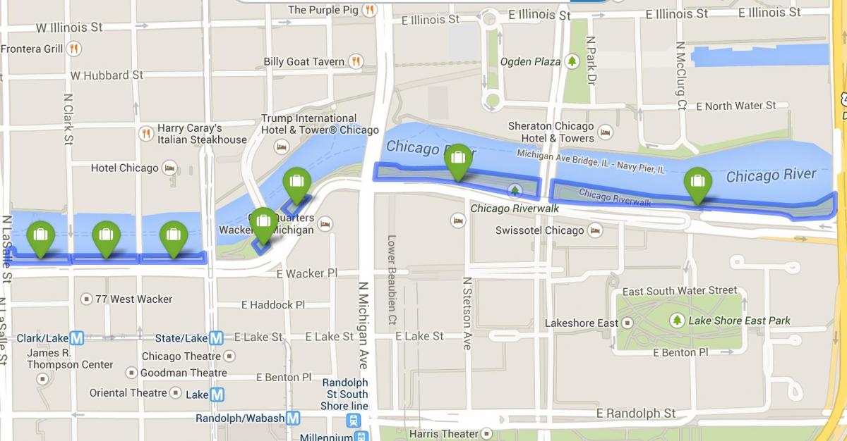 map of riverwalk Chicago