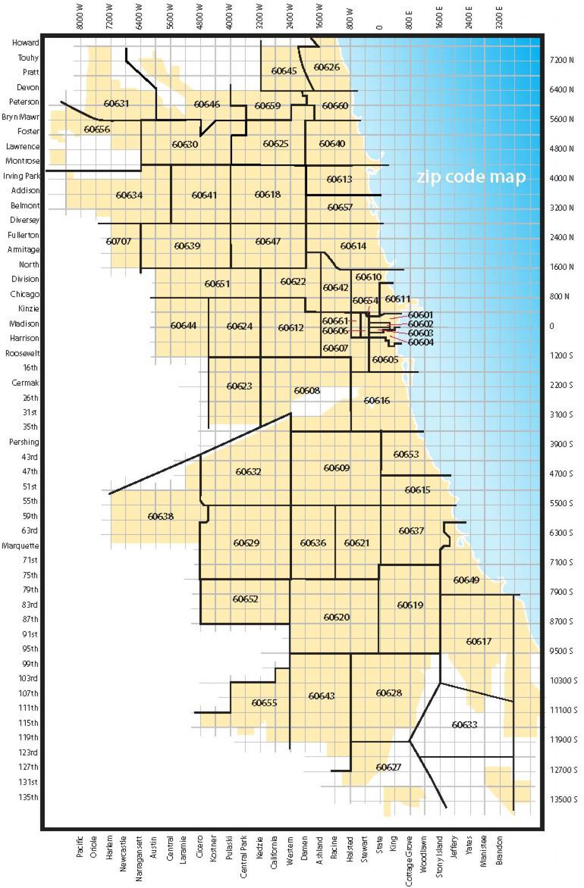 Chicago Zip Code Map Map Of Chicago Zip Codes United States Of
