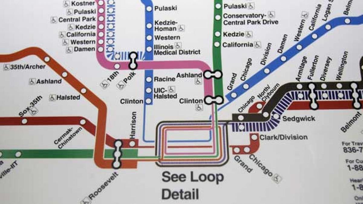 Chicago subway map blue line