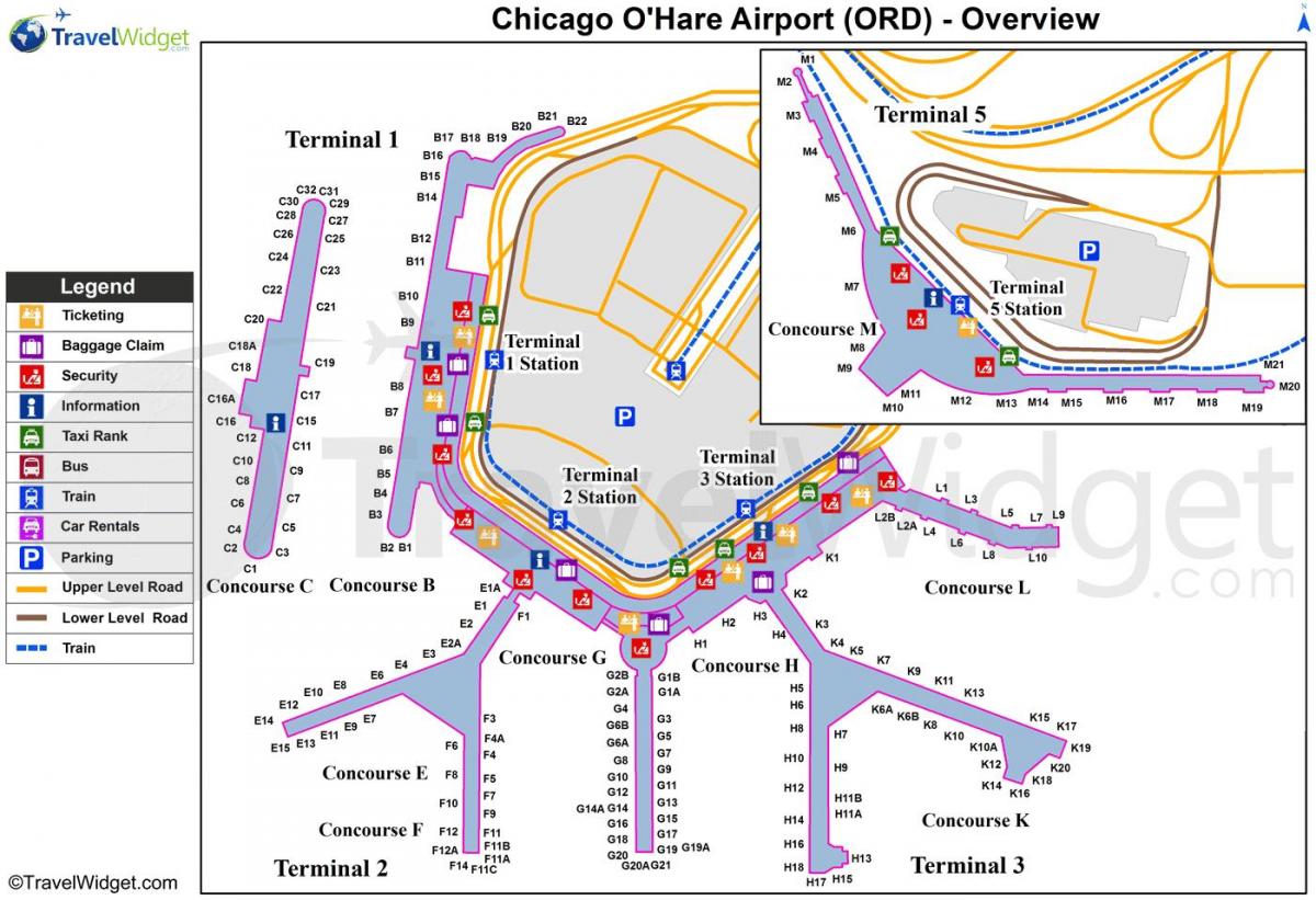 map of Chicago O Hare airport