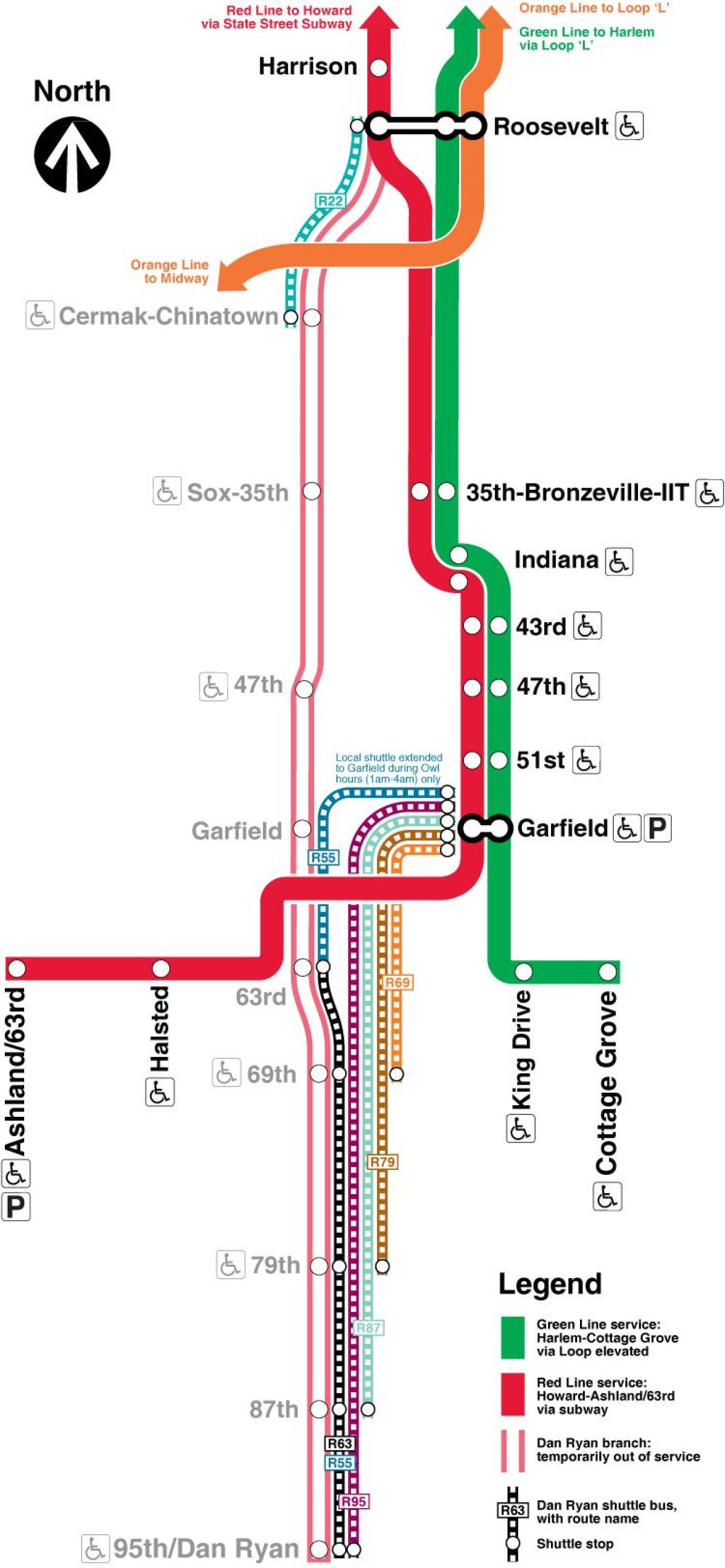 Chicago subway map red line